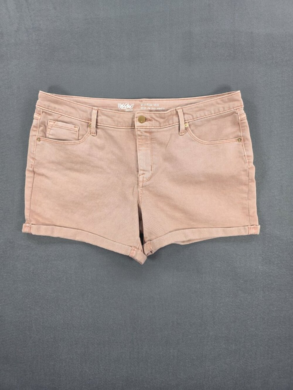 Mossimo Womens Mid Rise Midi Super Stretch Shorts Size 16 Pink